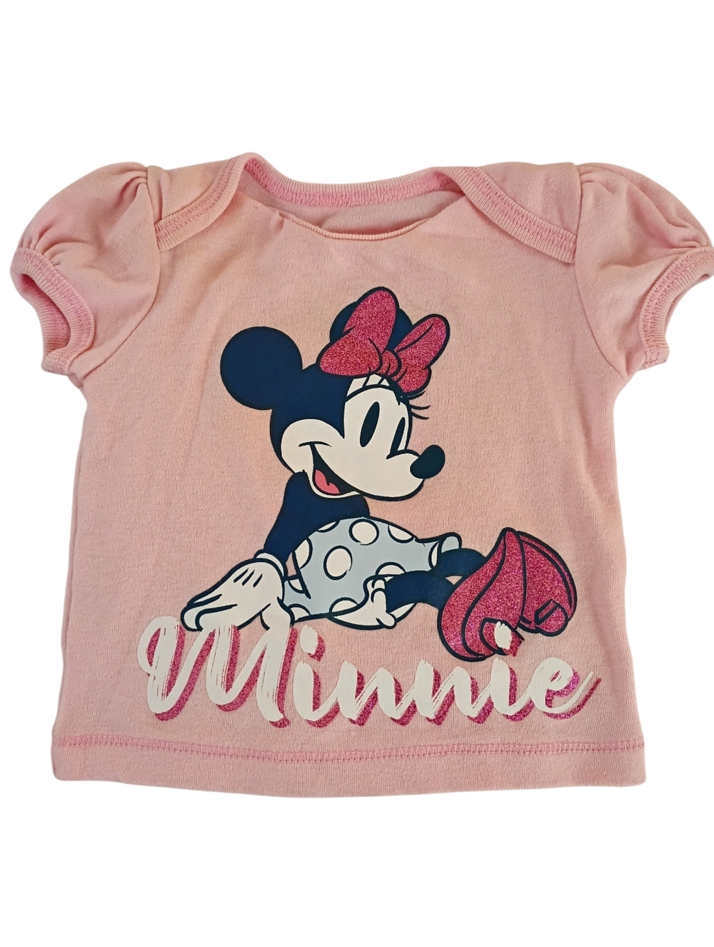 Disney Minnie Mouse Baby Girl Pink T-Shirt Size 0-6 Months Graphic Tee